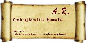 Andrejkovics Romola névjegykártya